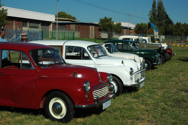 Our train this last weekend was a charter for the Morris Minor car club. Here some of the beauties are on display at Hermanstad.