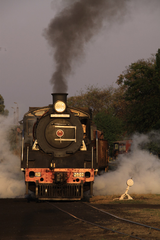 Cheugnette chuffs into the setting sun