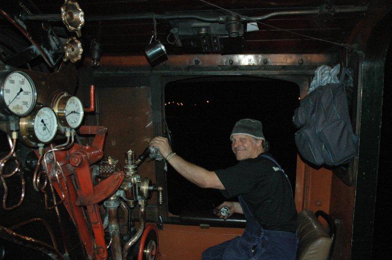 Trainee driver Nathan at the controls of class 25NC number 3533 on a Rovos Rail dinner train around Pretoria.