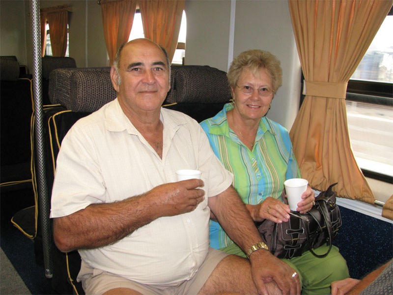 Old driver, Renier de Beer enjoys a cup of cappuccino