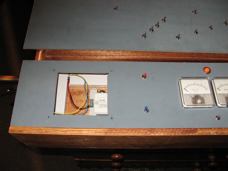 Left hand side of the analogue panel - the hole is where a train control has been removed to show the wiring underneath.
