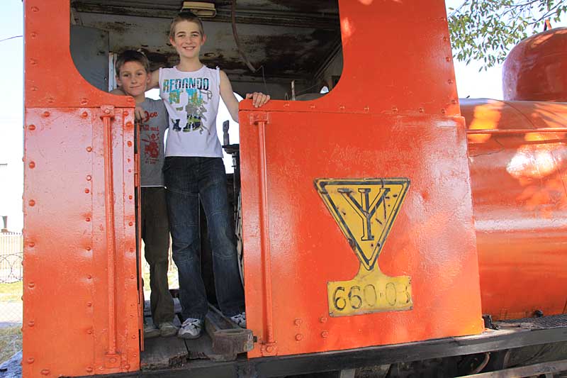 Our freshly-painted fierless locos drew plenty of attention from the kids