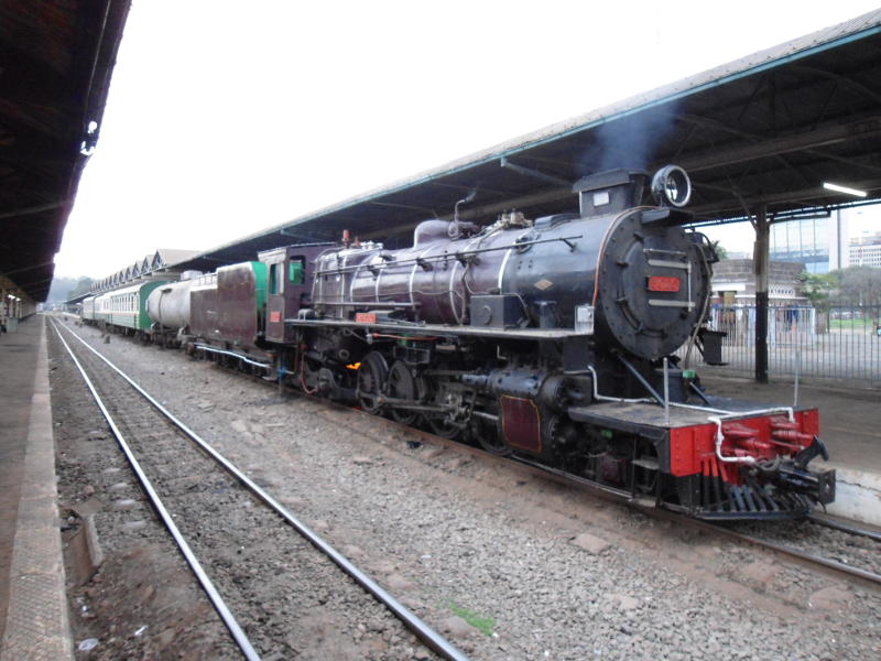 3020 has coupled on to her train and stands in Platform 1 of Nairobi Station ready for departure tomorrow morning