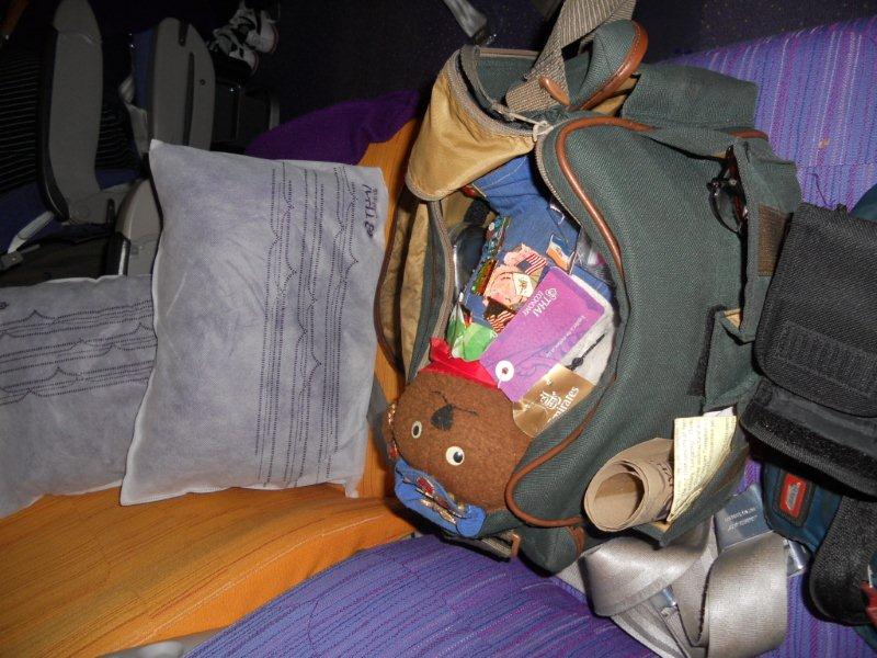 At rest in the camera bag after an 11 hour flight home from Bangkok, Ted has a stretch!