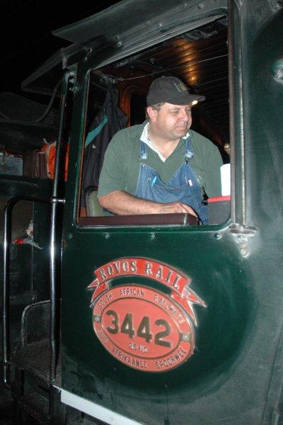 Trainee driver Gabor Kovacs getting to grips with his huge locomotive for the Rovos Rail dinner train. The class 25NC certainly is a bit bigger then what he has been used to handling with FOTR smaller locomotives.