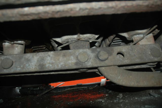 Firebars coupled up for the first time and ready for a test. This 15F 3117 is a hand shaker locomotive and thus various sections of the grates can be shaken to clear the fire of clinkers. Most locomotives are steam shakers.