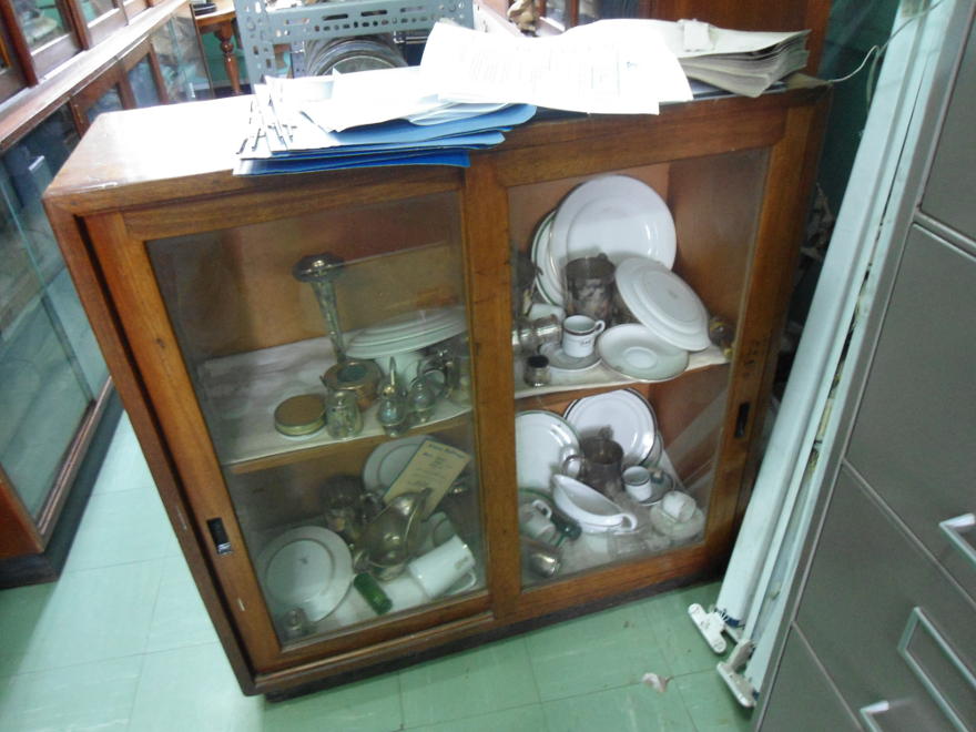 Her Majesty's crockery. I'll post some more detailed pictures when we find out how to open the cabinet!