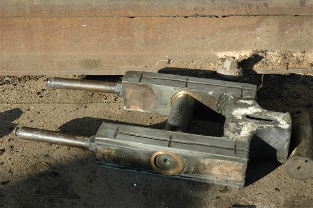 Doing the locomotion. Robert Dadford has been busy removing and refurbishing the motion of our new locomotive 15F number 3117. Another part seen here has been cleaned out, skimmed and awaits refitting.<br /><br />Photo by Nathan Berelowitz, 07/07/07