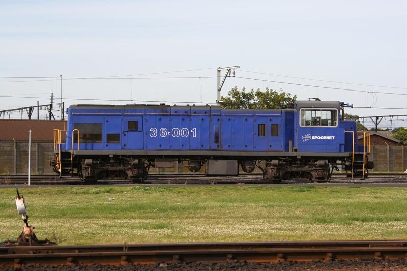 36-001 idles adjacent to the Depot's soccer field. (Goal posts and all)