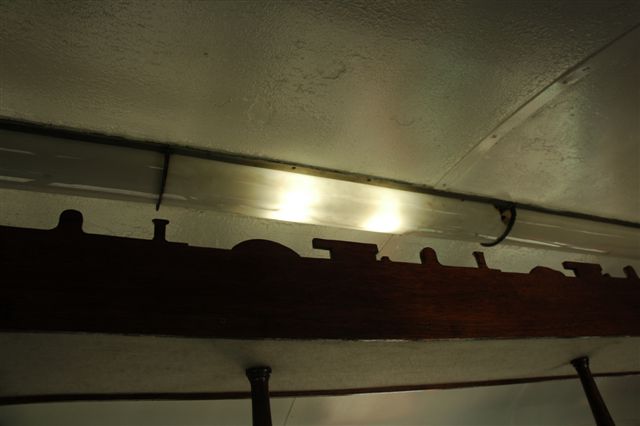 Let there be light! The train set is completey wired up and here we see the bar coach lights in operation powered by the diesel generator.<br />Thanks to Steve and Tom for all the work